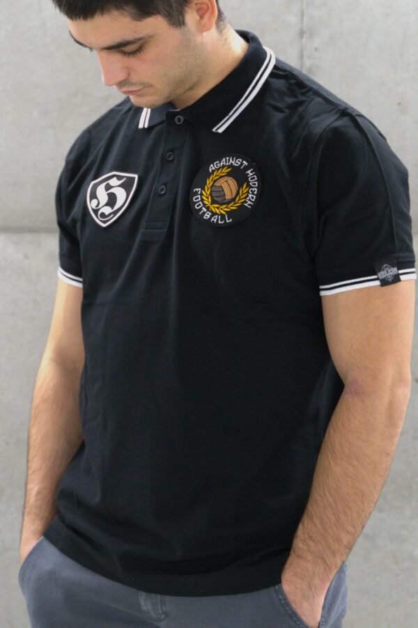 Black Polo Shirt with Print