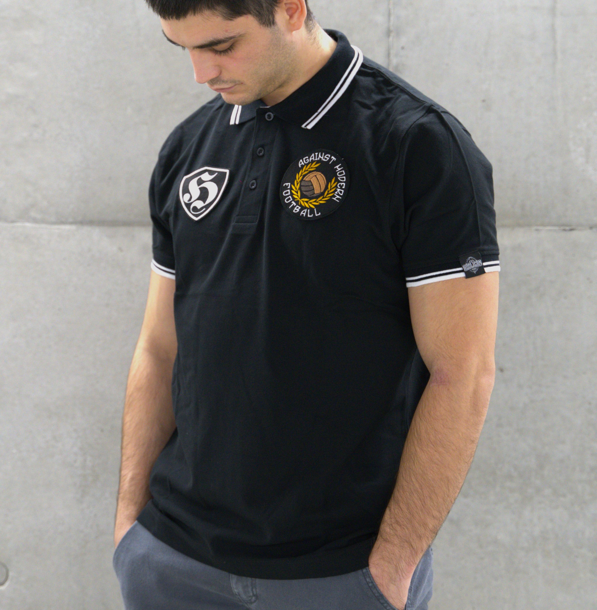 DSC01917 Black Polo Shirt with Print - Image 1