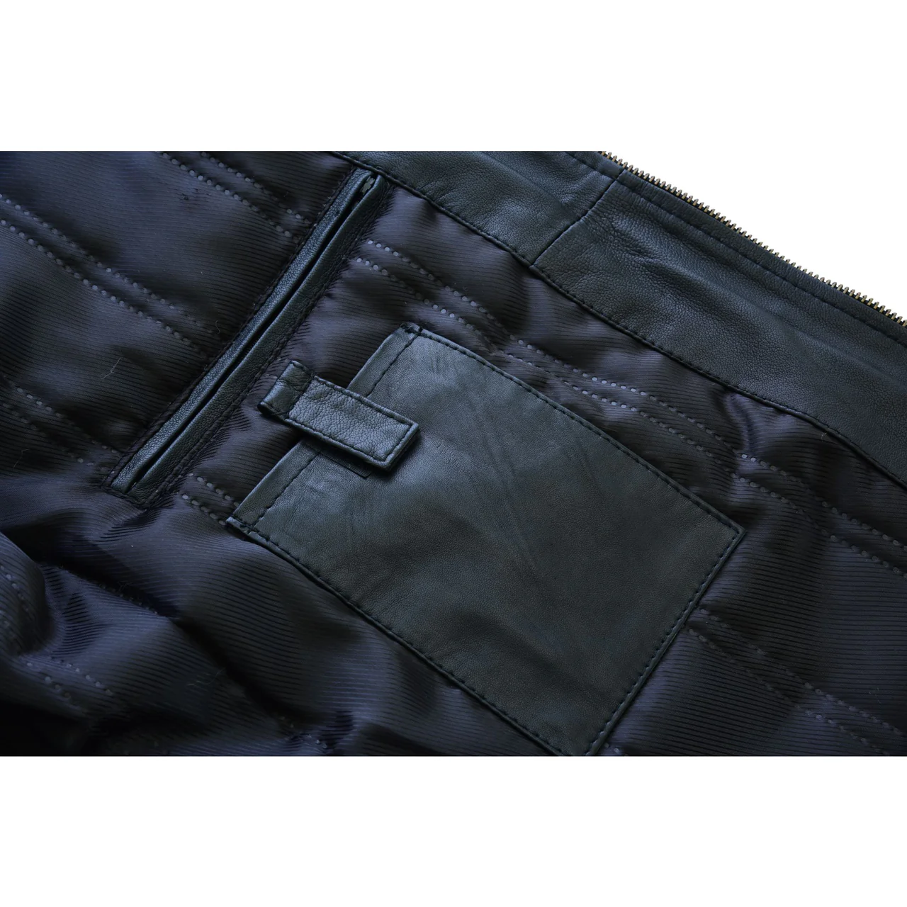 Men_s-Sheepskin-Hooper-Style-Black-Zipped-Motorbike-Leather-Jacket-Mobile-Pocket Men's Biker Jacket "Hooper" - Image 3